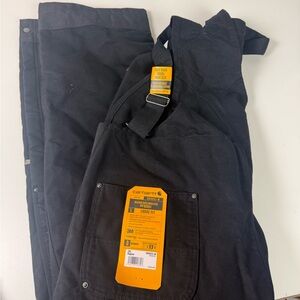 Carhartt Washed Duck Insulated Loose Fit Bib Overalls Thinsulate NWT Black New